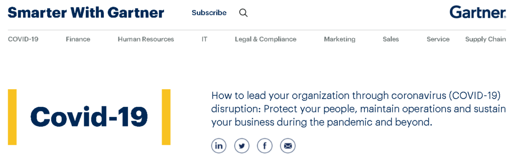 Covid-19 Smarter with Gartner: Complimentary Research & Webinars  (open to non-clients as well)